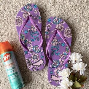 Purple Paisley Flip Flops